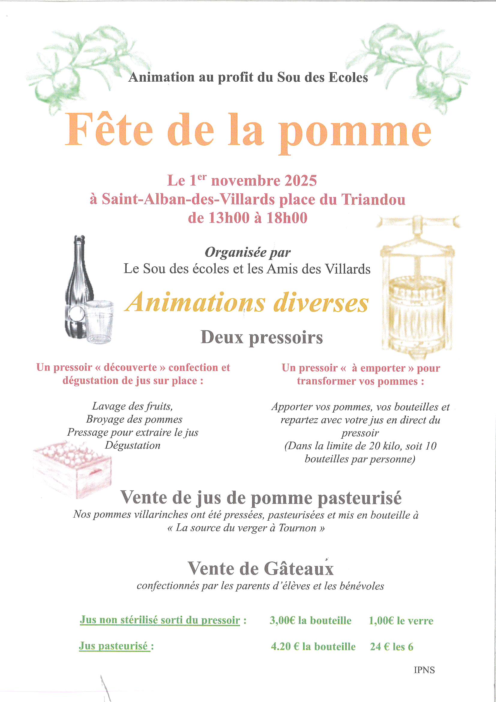 FETE DE LA POMME 1 NOVEMBRE